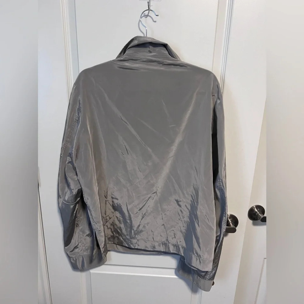 Vintage | Versace Double Zipper Silver Half-Zip Jacket | Size L (approx) - Picture 6 of 10